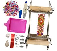 hobbyworker The Second Generation Adjustable Bead Loom Kit with Seed Beads,Large Eye Curved Beading Needle, Funnel Tray,Lobster Clasp,Open Ring and Bead Mat for Jewelry Making kit
