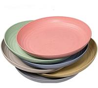 Hobein Juego de 6 platos llanos de 23 cm, platos de plástico, modernos y saludables, platos para tartas, platos irrompibles para ensaladas, postres, desayunos, microondas y lavavajillas, sin BPA