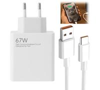 Hobeiy Cargador Rápido 67W con Cable USB C 2M 6A, Adaptador de Carga para xiaomi 14 13 12 11 10 Poco F7 Ultra redmi Note 14 13 12 Turbo 4 Pro