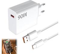 Hobeiy Cargador Rápido 90W para Xiaomi 14 13 12 11 10, Redmi Note 14 13 12, Poco F7 Ultra, con Cable USB C 6A 2M, Adaptador de Carga Compatible con Otras Marcas