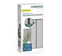 HOBERG Cortina antiinsectos y antipolen | Mosquitera para puerta con bandas magnéticas XXL | Mosquitera para puerta de balcón | Mosquitera antipolen - también ideal como mosquitera | 100 x 210 cm