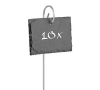 Hoberg Etiquetas para plantas de pizarra - Set de 10 | Resistentes a la intemperie, reutilizables | Etiquetado de plantas & hierbas | Con púas de acero para el suelo | 10 x 7 x 0,5 cm [Rectangular]