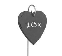 Hoberg Etiquetas para plantas de pizarra - Set de 10 | Resistentes a la intemperie, reutilizables | Etiquetado de plantas & hierbas | Con púas de acero para el suelo | 10 x 10 x 0,5 cm [Corazón]