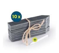 Hoberg Juego de 10 placas de pizarra para plantas, robustas placas de pizarra para jardín, bancal de hierbas y bancal alto, resistentes a la intemperie, duraderas e ideales para invernadero, 15 x 2,5