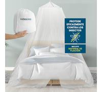 Hoberg Mosquitera para Cama | Mosquitera para Camas Individuales y Dobles - Ideal para Viajar | Toldo Incl. Pinzas, Ganchos Adhesivos y Bolsa | Mosquitera Fina para Interior y Exterior [Blanco]