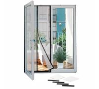 Hoberg Puerta mosquitera magnética | 100 x 210 cm ideal de balcón, de sótano y de patio | Fácil montaje adhesivo con 16 cierres de velcro sin taladrar [Antracita]