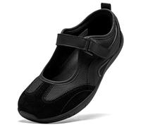 HOBIBEAR Zapatos planos Mary Jane para mujer, zapatos planos con puntera ancha, cómodos para caminar, Todo negro., 38.5 EU