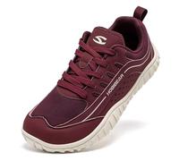 HOBIBEAR Zero Drop - Zapatillas de senderismo para mujer y hombre, puntera ancha, zapatos de moda para caminar, Rojo vino, 8.5 Wide Women/7.5 Wide Men