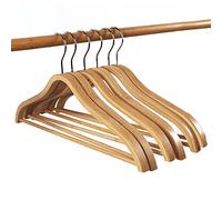 HOBIRD Hangres de Ahorro de Espacio de 10 Paquetes para Perchas de Ropa Hechas de bambú Reforzado sin Golpes con Barra de pantalón sin Deslizamiento - 44cm