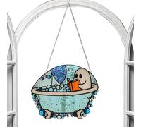Hobngmuc Adorno Decorativo de Fantasma Leyendo para Halloween - Decoraciones para Ventanas Adorno Fantasma Acrílico - Decoración De Puerta para Hogar, Hoteles y Salones