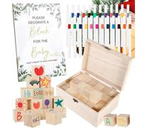 Hobngmuc Juego de bloques de ducha, recuerdo divertido con 24 marcadores, kit de decoración de bloques de ducha, para el primer cumpleaños, celebración de 100 días, mesa, sala de estar, comedor, patio