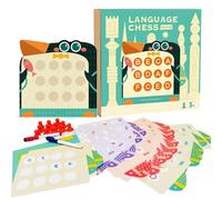 Hobngmuc Juego de Tablero de ajedrez Familiar, Juego de Mesa de Coincidencia de Memoria | 2 Language Preescolar Learning Toy Educativo | Materiales de educación en el hogar Preescolar para la