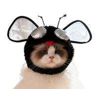 Hobngmuc Sombrero de disfraz de mosca para gato, gorra ajustable y divertida para gatos y perros, accesorio para fotos con temática de insectos Goofy con correa para cosplay, festivales, fiestas de