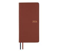 Hobonichi Techo 2026 Weeks - Piel: marrón vino (inglés, alto y delgado, inicio de enero)