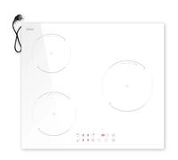 Hobsir Induction Hob 3 Burners White with Plug, Integrated 3 Zones 60 cm, Self-Sufficient Plate, 3500W, Boost Function, Touch Control, 9 Power Levels, Safety Lock, Timer, 230V Color blanco