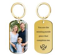 HOBULL Llavero Personalizado con Foto y Texto, Llaveros Personalizados Doble Cara Imagen Nombre, Grabado Láser a Color Llaveros Originales Regalos para Hombre, Mujeres, Pareja