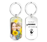HOBULL Llavero Regalo Dia de la Madre Personalizado Foto, Mama Llaveros Personalizados Regalos Originales para el Dia de la Madre Abuela, Huella Mano Llavero Personalizadas Regalos Mujer