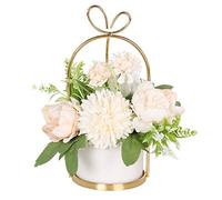 Hobyhoon Flores artificiales en maceta, flores artificiales artificiales como hortensias falsas, flores de seda para decoración de boda, decoración de mesa, salón, dormitorio, habitación