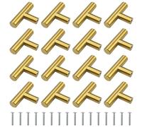hocadon 16 x Tiradores Cocina Dorados Pomos y Tiradores para Muebles 12x50mm Tiradores de Armario de Acero Inoxidable para Cocina, Cajones, Puertas, Muebles, Baños