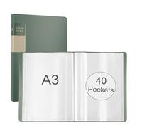 hocadon Carpeta de Presentación Transparente A3, Carpeta DIN A3, Päsentationsdisplay Book con 40 Fundas para Obras de Arte, Suministros de Oficina