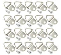 Hocansen 100 colgadores de marcos de fotos con tornillos, 22 x 10 mm, triángulo, marco de anillas, ganchos plateados, anillos en D, ojales plegables de acero inoxidable, ganchos para colgar obras de