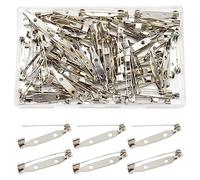 Hocansen 100 imperdibles de seguridad de 32 mm, broches plateados, pasadores de cierre de seguridad con agujeros para fabricación de joyas y manualidades (32 mm/ZB-C)