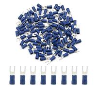 Hocansen 100 piezas de conectores de horquilla Crimpadora Crimp Terminal Set Terminales de horquilla aislados Conector de Crimp para Cables Eléctricos (PFB/M4)