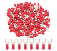 Hocansen 100 piezas de conectores de horquilla Crimpadora Crimp Terminal Set Terminales de horquilla aislados Conector de Crimp para Cables Eléctricos (PFR/M5)