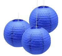 Hocansen 3 farolillos de papel de 12 pulgadas, farolillos chinos de papel redondos, farolillos para colgar decoración (12 in/Jewel Blue)