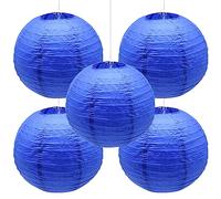 Hocansen 5 farolillos de papel redondos de 12 pulgadas, decoración de bola, farolillos de papel para fiestas, bodas, jardín, decoración (DL/azul zafiro)