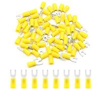 Hocansen 50 piezas de conectores de horquilla Crimpadora Crimp Terminal Set Terminales de horquilla aislados Conector de Crimp para Horquilla para Cables Eléctricos (PFY/M4)