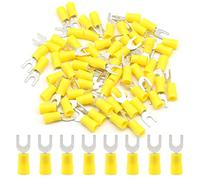 Hocansen 50 piezas de conectores de horquilla Crimpadora Crimp Terminal Set Terminales de horquilla aislados Conector de Crimp para Horquilla para Cables Eléctricos (PFY/M5)