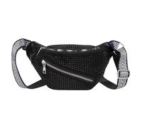 Hoce Riñonera multifuncional con purpurina para mujer, con correa ajustable, Diamantes de imitación, color negro., L29*W7.5*H15.5cm/11.4*2.9*6.1inch