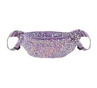 Hoce Riñonera multifuncional con purpurina para mujer, con correa ajustable, Púrpura