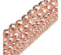 HOCEDO 144-510 Uds. 4/6/8/10mm Cuentas de Piedra Natural facetadas Color Oro Rosa hematita Cuentas Redondas Sueltas para fabricación de joyería DIY