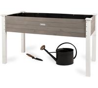 WONDERMAKE® Jardinera elevada Grande de Madera para jardín, huerto Urbano, balcón o terraza, Kit de Maceta XL Rectangular Estrecha con lámina de vellón, para Hierbas aromáticas, Blanco Gris Antracita