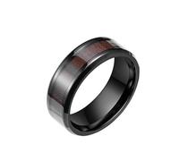 Hochglanzpolierter Eheringring mit Holzmaserung - Anillo para boda, hombre, color negro, 8 mm, acero inoxidable, talla 61,5