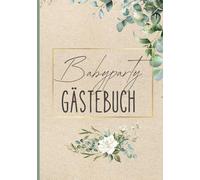 Hochwertiges Gästebuch Babyparty Junge & Mädchen | Baby Shower Geschenk mit Quiz | Erinnerung für werdende Eltern: Gender Reveal & Babyparty Deko | ... & Fotoalbum im Eukalyptus Design