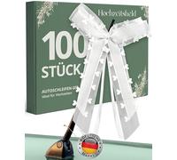 HOCHZEITSHELD Lazos para coche de boda color blanco (100 unidades) - Elegante decoración de coche para boda coche de novia - Decoración de boda para espejo, tirador de puerta y antena - Decoración de