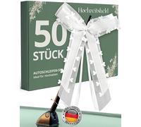 HOCHZEITSHELD Lazos para coche de boda color blanco (50 unidades) - Elegante decoración de coche para boda coche de novia - Decoración de coche para espejo, tirador de puerta y antena - Decoración de