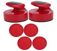 Hockey Air Puck, Hockey Game Table 94Mm Slider Pusher Set with 4 Pucks Accessories Large Size Red