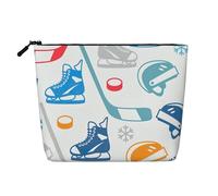 Hockey Elements - Bolsa de cosméticos con impresión creativa para mujer, bolsa de maquillaje de moda con gran almacenamiento, regalos para mujeres, color negro, talla única, Negro, One Size