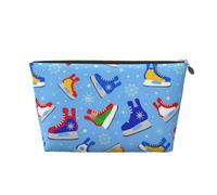 Hockey Elements - Bolsa de maquillaje con estampado creativo para mujer, impermeable, de piel, bolsa de aseo de viaje para artículos de tocador, bolsa de cosméticos, Gold, Talla única, Neceser