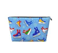 Hockey Elements - Bolsa de maquillaje con estampado creativo para mujer, impermeable, de piel, bolsa de aseo de viaje para artículos de tocador, bolsa de cosméticos, Silver, Talla única, Neceser