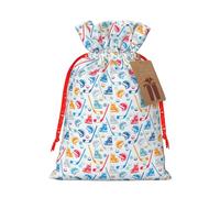 Hockey Elements - Bolsa de Navidad con estampado creativo con cordón, reutilizable, para regalos de Navidad