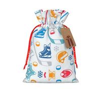 Hockey Elements - Bolsa de Navidad con estampado creativo de 4.7 x 6.9 pulgadas, cierre de cordón, para Navidad, aniversarios, cumpleaños