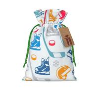 Hockey Elements - Bolsa de regalo de lino con cordón para fiestas de Navidad, embalaje de vacaciones, bolsas de regalo.