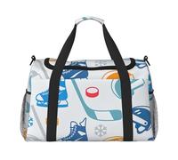 Hockey Elements - Bolsa de viaje con estampado creativo y elegante con cremallera impermeable para avión y gimnasio