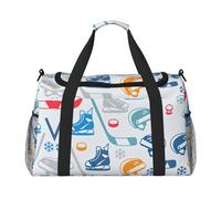 Hockey Elements - Bolsa de viaje de mano con diseño creativo, bolsa grande reutilizable para la compra, perfecta para actividades al aire libre, deportes, camping y comestibles, Negro -, Talla única