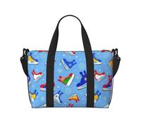 Hockey Elements - Bolsa de viaje de mano con estampado creativo, bolsa de gimnasio, bolsa de noche, bolsa de viaje a la playa, bolsas de fin de semana para mujeres y hombres, color negro, talla única,